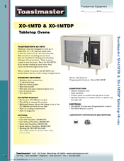Toastmaster XO-1MTDP Specification Sheet
