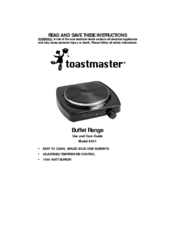 Toastmaster 6431 Use And Care Manual
