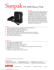 Sunpak TR-2000 Specification Sheet