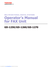 Toshiba GD-1270 Operator's Manual