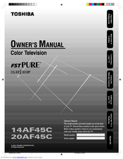 Toshiba 14AF45C, 20AF45C Owner's Manual