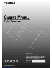 Toshiba 20A23 Owner's Manual