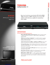 Toshiba D-R560 - DVD Recorder With TV Tuner Specifications