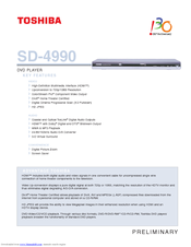 Toshiba SD-4990 Specification Sheet