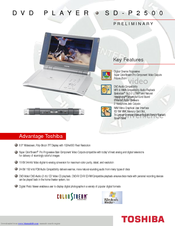 Toshiba SD-P2500 - Portable DVD Player Specifications