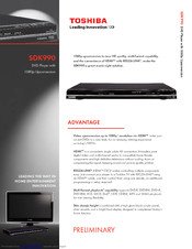 Toshiba SDK990 - DVD Player With 1080p Upconversion Specification Sheet