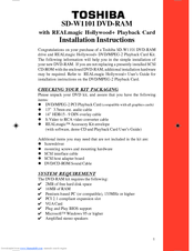 Toshiba SD-W1101 Installation Instructions Manual