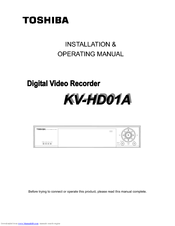 Toshiba KV-HD01A Installation And Operating Manual