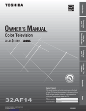 Toshiba 32AF14 Owner's Manual