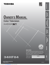 Toshiba 34HF84 Owner's Manual