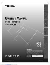 Toshiba 36HF12 Owner's Manual
