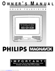 Philips COLOR TV 19 INCH PORTABLE 19PR15C Owner's Manual