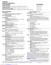 Toshiba Satellite M30-S309 Specification Sheet