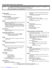 Toshiba Portege R205 Series Specification Sheet