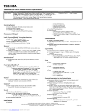 Toshiba Satellite M105-S3074 Specification Sheet