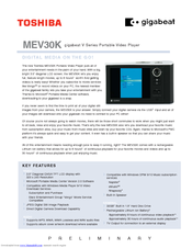 Toshiba MEV30K Specifications