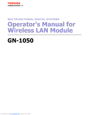 Toshiba WIRELESS LAN MODULE GN-1050 Operator's Manual