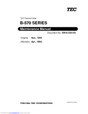 Toshiba TEC B-570 Series Maintenance Manual