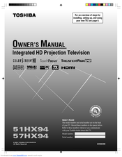 Toshiba TheaterWide 51H94 Owner's Manual