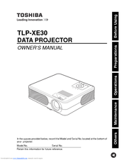 Toshiba XE30U - TLP XGA LCD Projector Owner's Manual