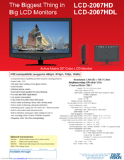 Tote Vision LCD-2007HD Specification Sheet