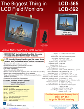 Tote Vision LCD-562 Specification Sheet