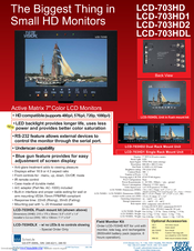 Tote Vision LCD-703HDL Specification Sheet