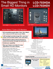 Tote Vision LCD-703HDV Specification Sheet