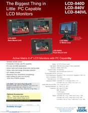 Tote Vision LCD-840VL Specification Sheet