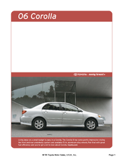 Toyota Corola 2006 Brochure & Specs