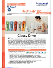 Transcend JetFlash 150 Specification Sheet