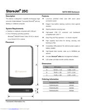 Transcend StoreJet TS320GSJ25C Specification Sheet