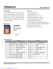 Transcend Secure Digital Card TS2GSD133 Specification Sheet