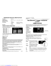 Transition Networks FAST ETHERNET E-TX-MC01 User Manual