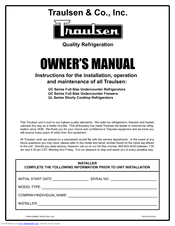 Traulsen UL Series Owner's Manual