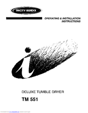 Tricity Bendix TM 551 Operating And Installation Instructions