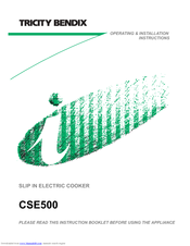 Tricity Bendix CSE500 Operating & Installation Instructions Manual