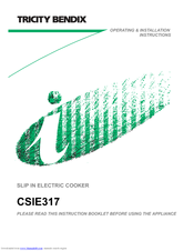 Tricity Bendix CSIE317 Operating & Installation Instructions Manual