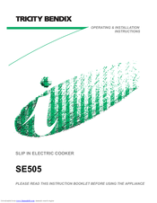 Tricity Bendix SE505 Operating & Installation Instructions Manual