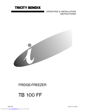 Tricity Bendix TB 100 FF Operating & Installation Instructions Manual