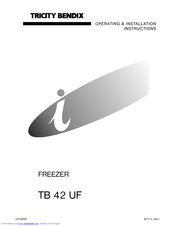 Tricity Bendix TB 42 UF Operating & Installation Instructions Manual