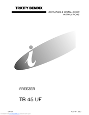 Tricity Bendix TB 45 UF Operating & Installation Instructions Manual
