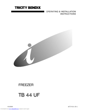 Tricity Bendix TB 44 UF Operating & Installation Instructions Manual