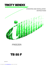 Tricity Bendix TB 85 F Operating And Installation Instructions