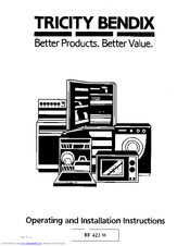 Tricity Bendix BF 423 W Operating And Installation Instructions
