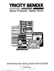 Tricity Bendix SI 341 Operating And Installation Instructions