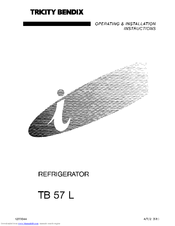 Tricity Bendix TB 57 L Operating & Installation Instructions Manual