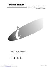 Tricity Bendix TB 60 L Operating & Installation Instructions Manual