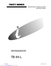 Tricity Bendix TB 89 L Operating & Installation Instructions Manual