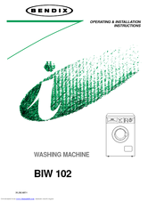 BENDIX BIW 102 Operating & Installation Instructions Manual